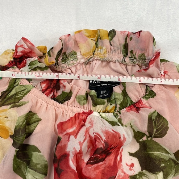 Kate & Lily Petite Floral Ruffles Sleeveless Halter Pink Roses Dress Size 10P - Picture 8 of 16